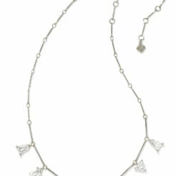 Kendra Scott Blair Rhodium Jewel Strand Necklace in White Crystal - women