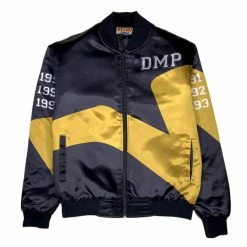 Retro Label Men'S Defining Moment Satin Jacket in Black/Gold