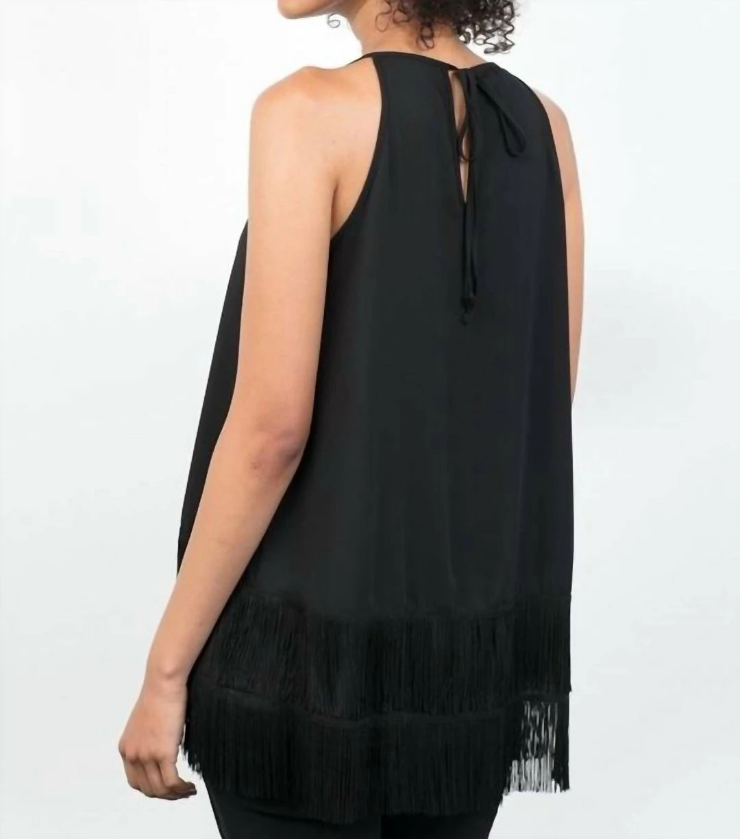 Lola & Sophie Fringe Hem Halter Top in Black - women 4 Lola & Sophie Fringe Hem Halter Top in Black - women - Image 2