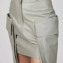 Zeynep Arcay Mini Cargo Leather Skirt in Fresh Breeze - women