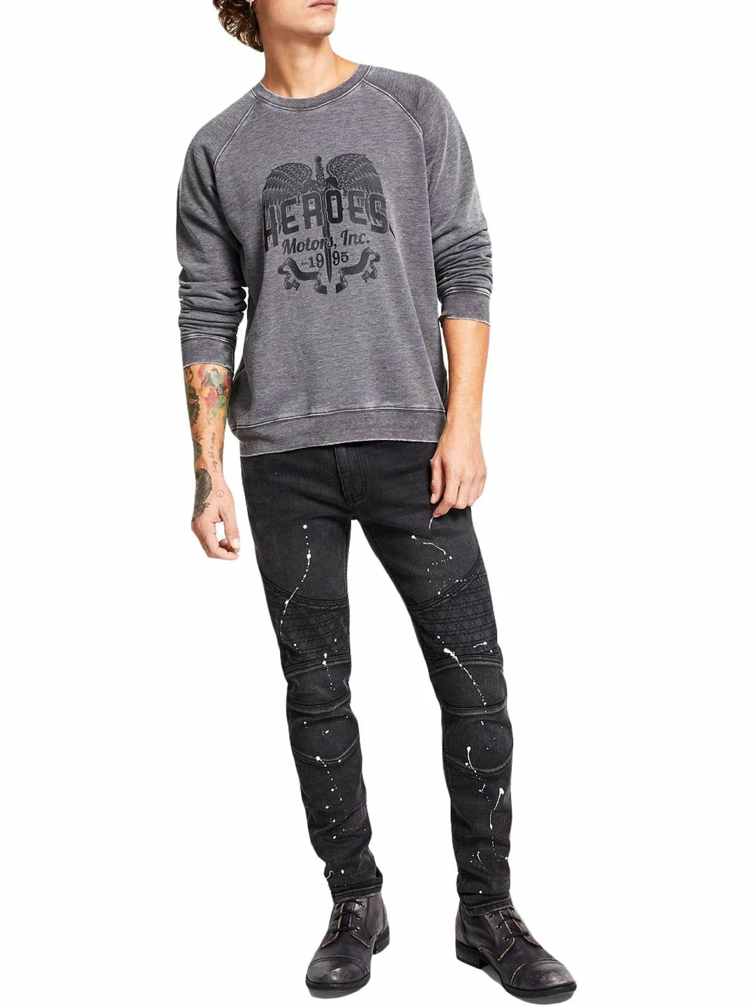 Heroes Motors Flying Sword Mens Graphic Heathered Sweatshirt 3 Heroes Motors Flying Sword Mens Graphic Heathered Sweatshirt