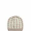 Soia&Kyo Houndstooth Pattern Rib Knit Hat in Fawn - women