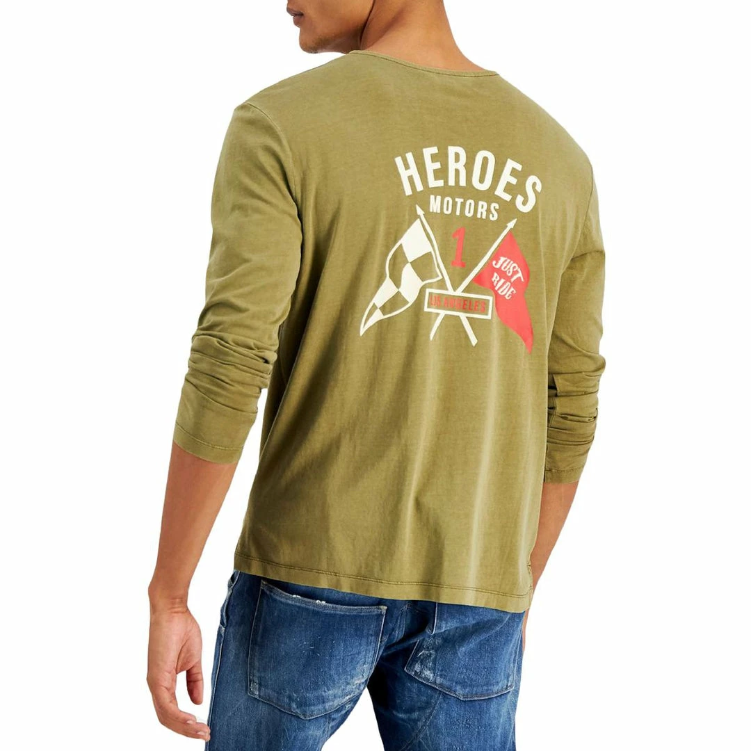 Heroes Motors Mens Cotton Tee Henley Shirt 4 Heroes Motors Mens Cotton Tee Henley Shirt - Image 2