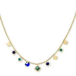 Kendra Scott Gemma Necklace Strand in Gold Teal Mix - women