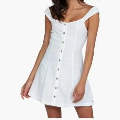 Roxy Ladies Think Again Mini Dress in Snow White - women