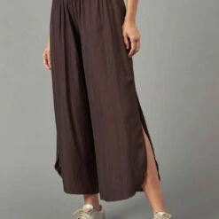 Lola & Sophie Wide-Leg Slit Pants in Dark Chocolate - women