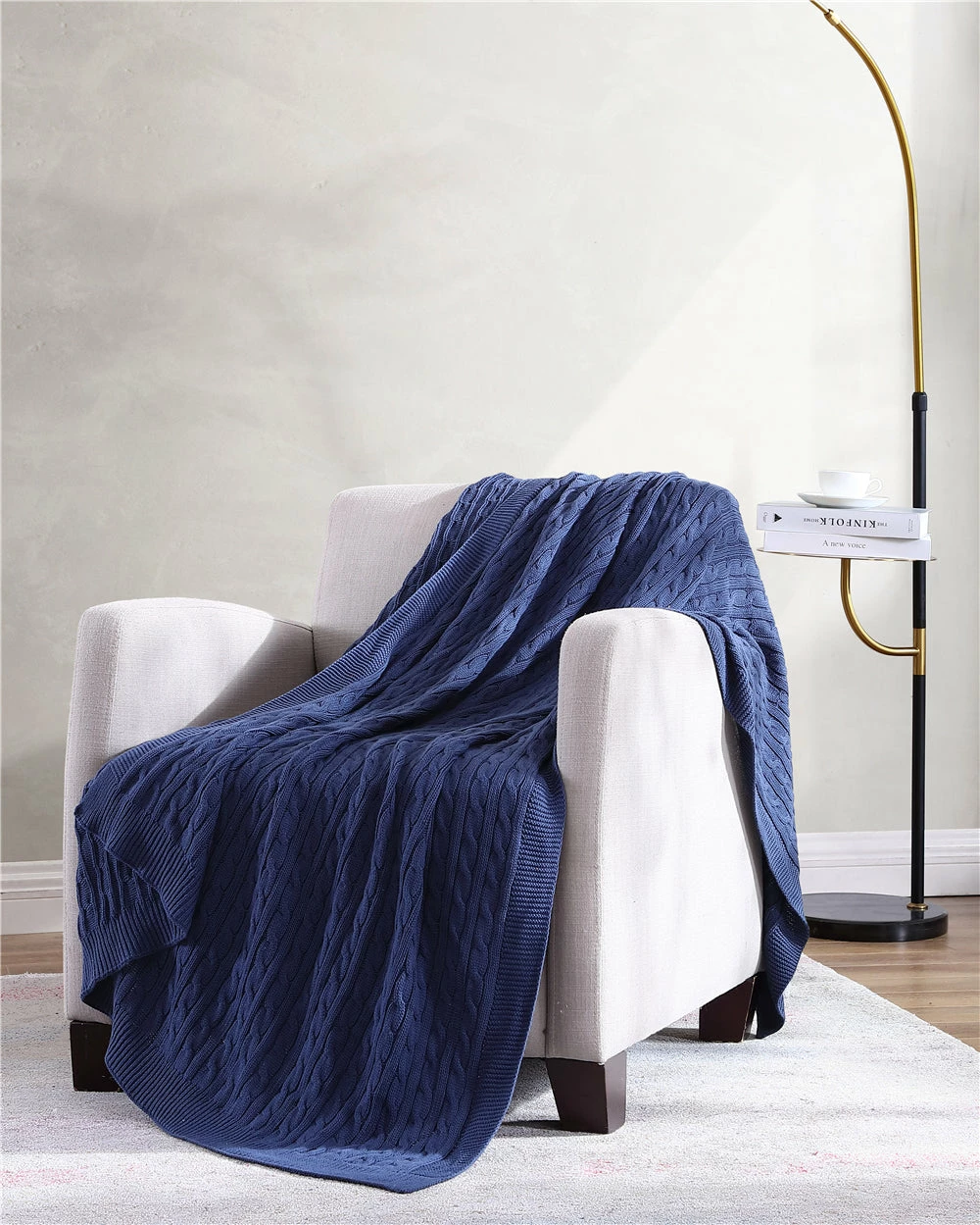 The Nesting Company Oak 100% Cotton Cable Knitted 50" x 70" Throw 6 The Nesting Company Oak 100% Cotton Cable Knitted 50" x 70" Throw - Image 4