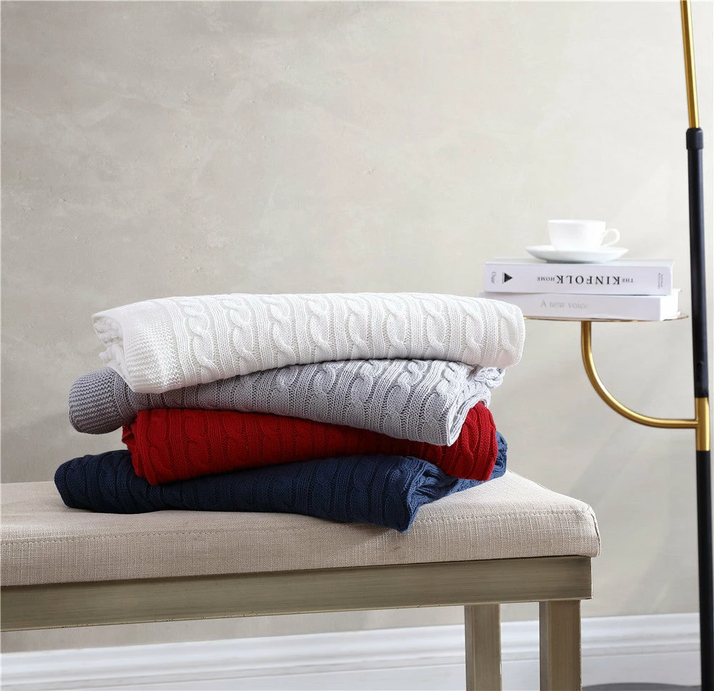 The Nesting Company Oak 100% Cotton Cable Knitted 50" x 70" Throw 8 The Nesting Company Oak 100% Cotton Cable Knitted 50" x 70" Throw - Image 6