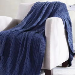 The Nesting Company Oak 100% Cotton Cable Knitted 50" x 70" Throw