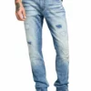 Heroes Motors Mens Distressed Slim Straight Leg Jeans