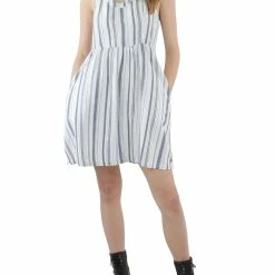 Roxy From The Side Womens Striped Smocked Halter Dress