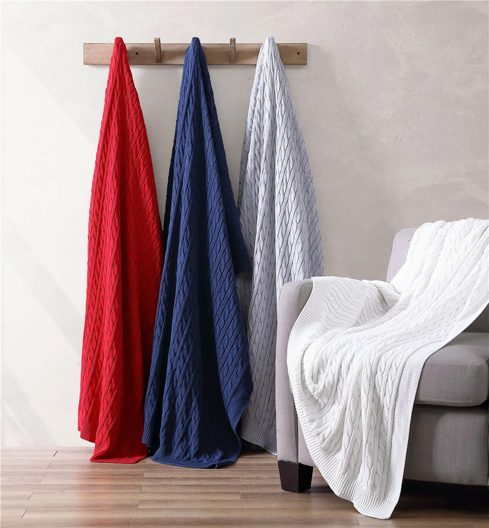 The Nesting Company Oak 100% Cotton Cable Knitted 50" x 70" Throw 7 The Nesting Company Oak 100% Cotton Cable Knitted 50" x 70" Throw - Image 5