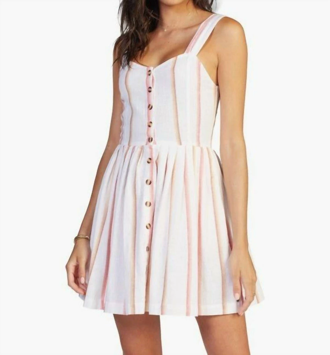 Roxy Sunlit Twist Dress in Snow White Sunrise Stripe - women 3 Roxy Sunlit Twist Dress in Snow White Sunrise Stripe - women