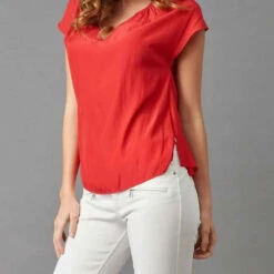 Lola & Sophie Drop Shoulder Tee in Flame - women