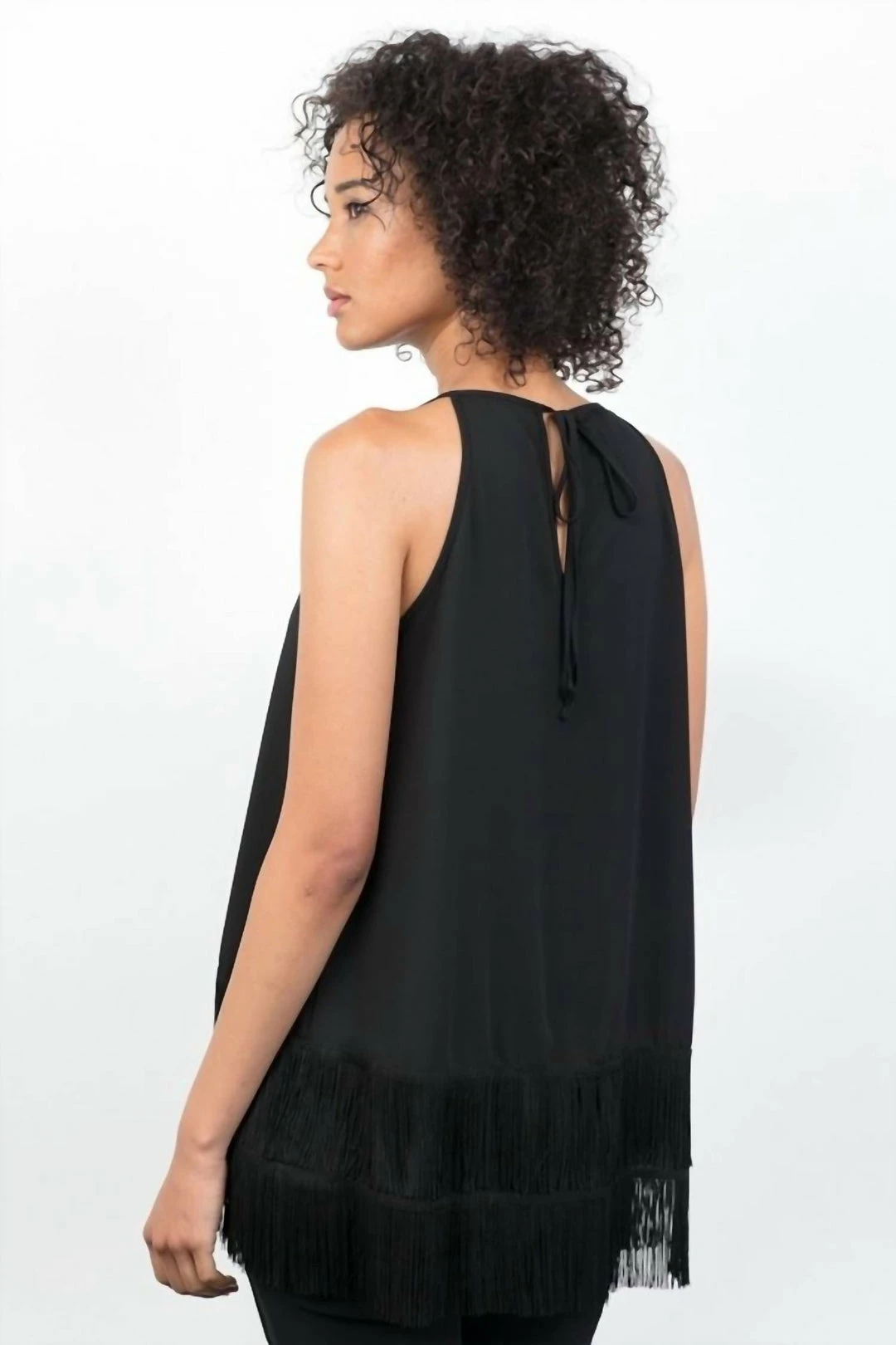 Lola & Sophie Fringe Hem Halter Top in Black - women 5 Lola & Sophie Fringe Hem Halter Top in Black - women - Image 3