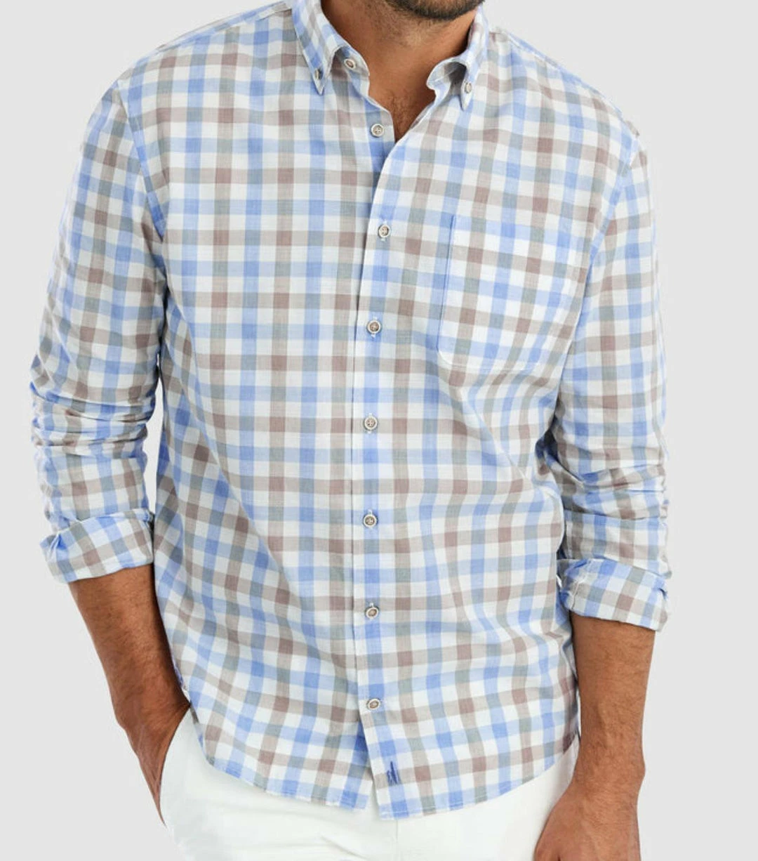 Johnnie-O Men'S Ridge Sport Shirt in Gulf Blue 3 Johnnie-O Men'S Ridge Sport Shirt in Gulf Blue