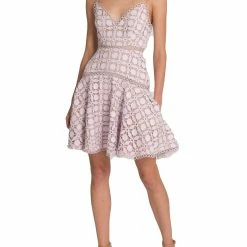 Sau Lee Piper Womens Embroidered Eyelet Cocktail and Party Dress