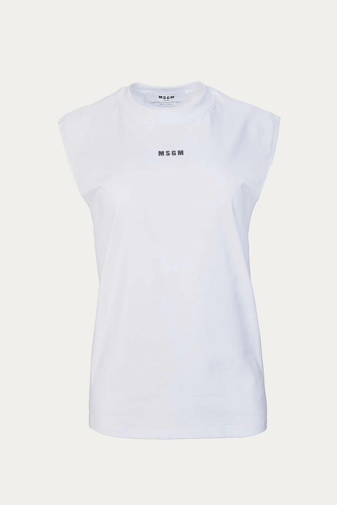 Msgm Micro-Logo Crew Neck Tank Top in White - women 4 Msgm Micro-Logo Crew Neck Tank Top in White - women - Image 2