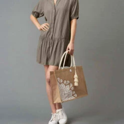 Lola & Sophie Short Sleeve Shirt Dress in Olive - women