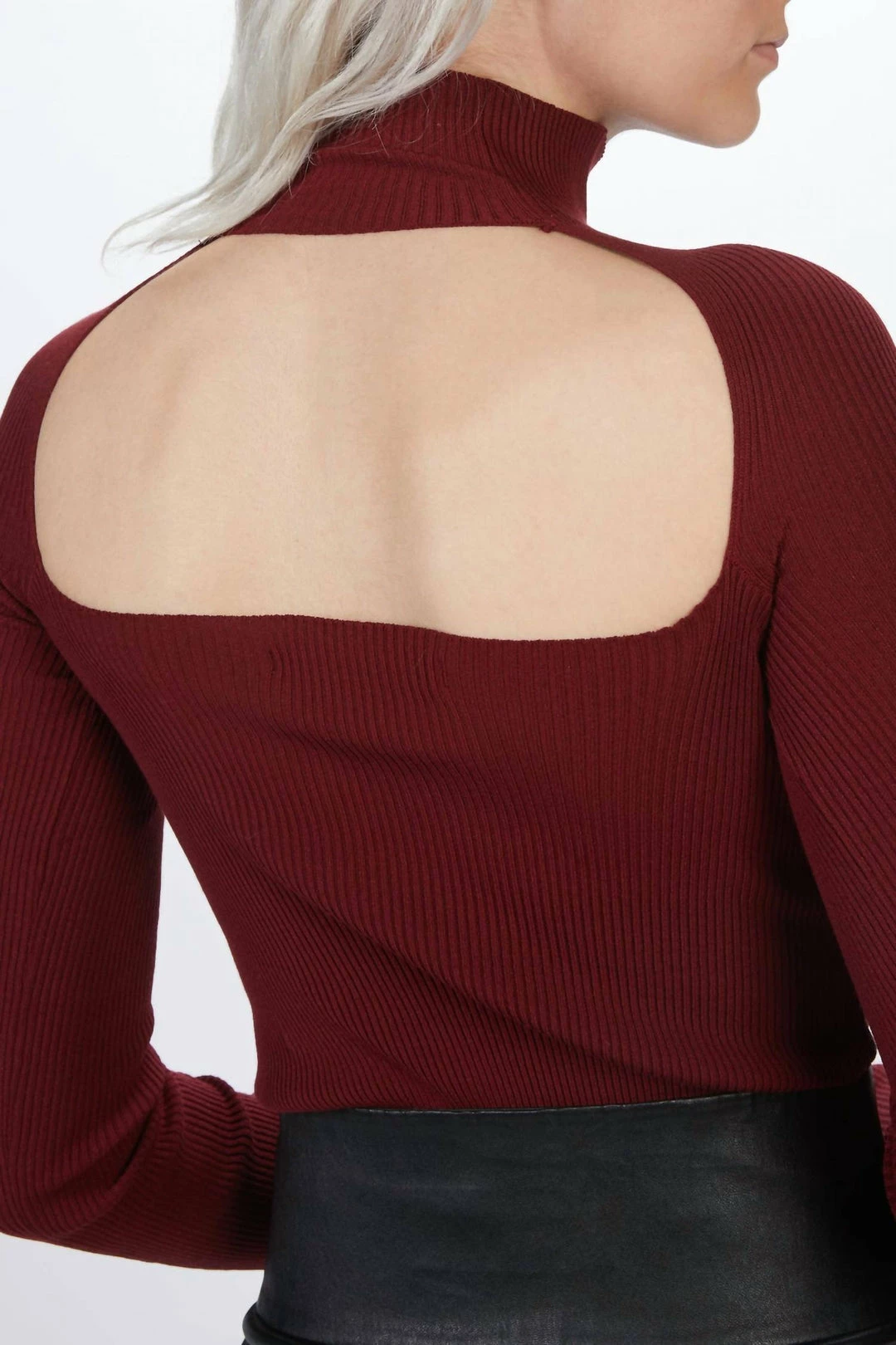 Zeynep Arcay Open Back Knit Bodysuit in Cherry - women 7 Zeynep Arcay Open Back Knit Bodysuit in Cherry - women - Image 5