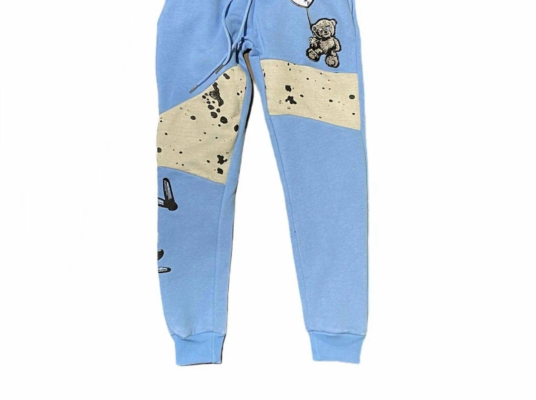 Retro Label Men'S 4S Unc No Love Jogger in Blue/Grey 3 Retro Label Men'S 4S Unc No Love Jogger in Blue/Grey