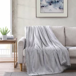 The Nesting Company Walnut Flannel Pompom 50" x 70" Throw -Shop Premium Outlets Sales 5d715dd8301a4cf39d6225537808c8b4 1080x