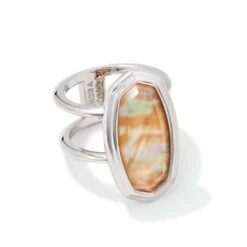 Kendra Scott Framed Dani Cocktail Ring in Rhodium/Golden Abalone - women
