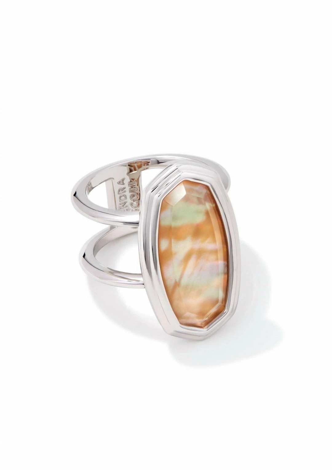 Kendra Scott Framed Dani Cocktail Ring in Rhodium/Golden Abalone - women 3 Kendra Scott Framed Dani Cocktail Ring in Rhodium/Golden Abalone - women
