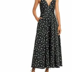 Sau Lee Womens Floral Knit Midi Midi Dress