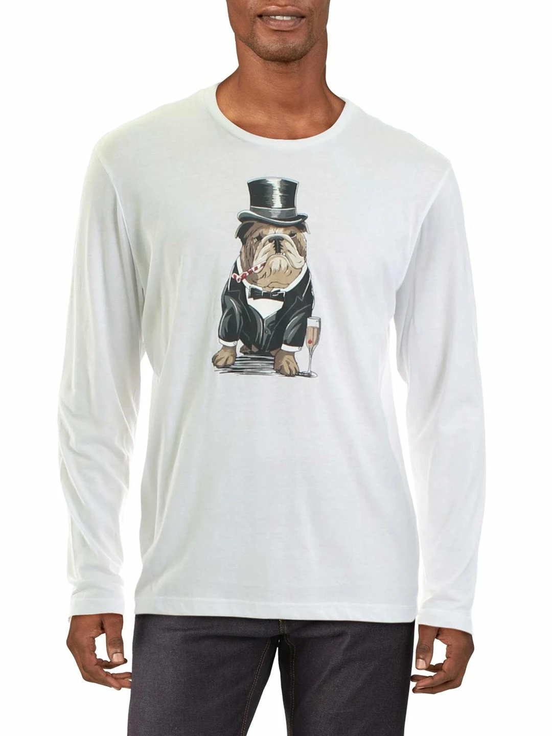 Club Room Bulldog Tuxedo Mens Graphic Crewneck T-Shirt 3 Club Room Bulldog Tuxedo Mens Graphic Crewneck T-Shirt
