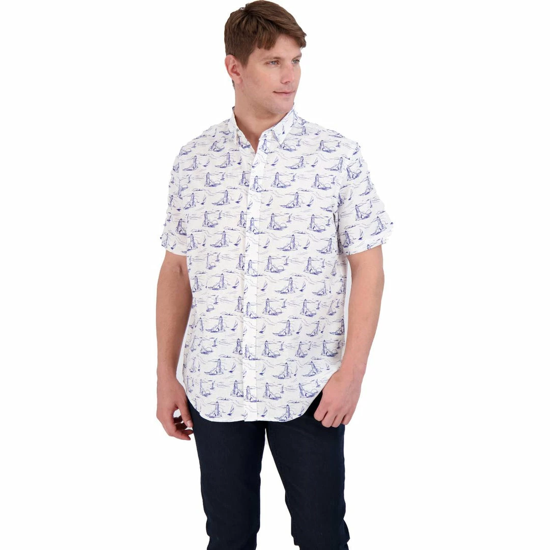 Club Room Mens Linen Blend Printed Button-Down Shirt 6 Club Room Mens Linen Blend Printed Button-Down Shirt - Image 4