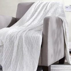 The Nesting Company Oak 100% Cotton Cable Knitted 50" x 70" Throw