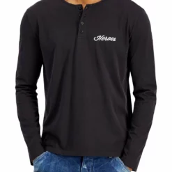 Heroes Motors Mens Cotton Tee Henley Shirt