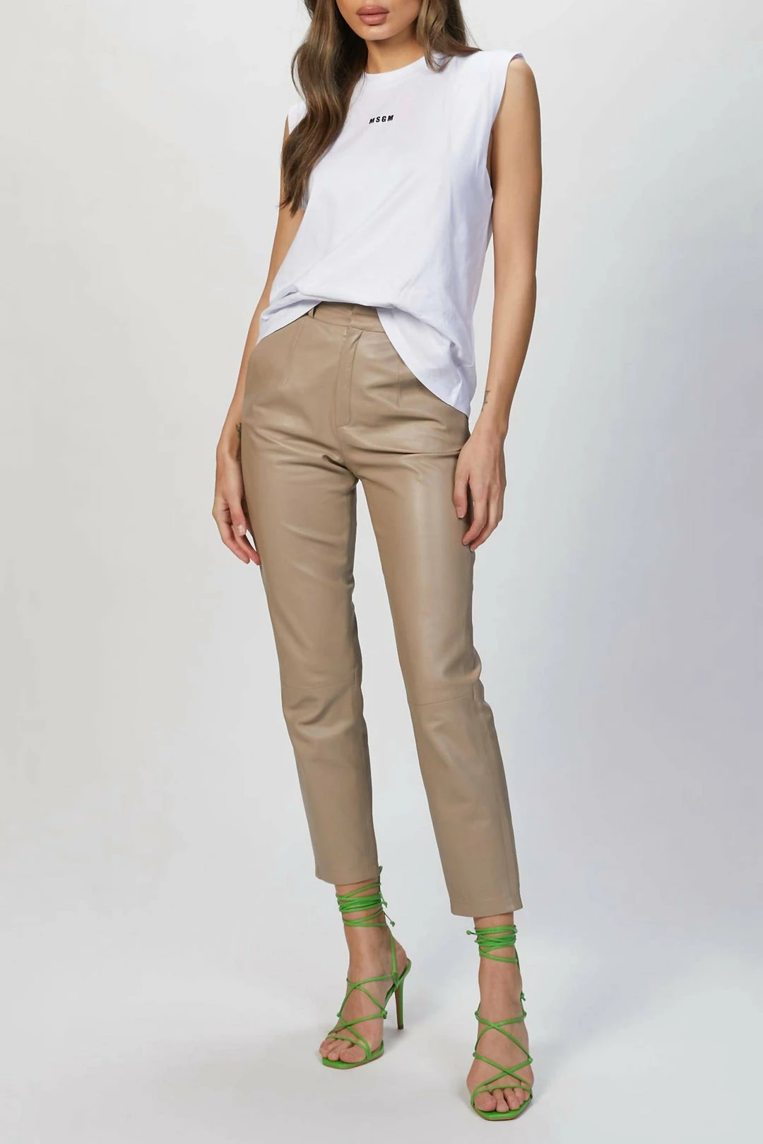 Msgm Micro-Logo Crew Neck Tank Top in White - women 3 Msgm Micro-Logo Crew Neck Tank Top in White - women