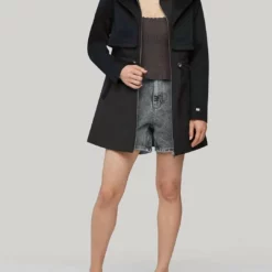 Soia&Kyo Mixed Media Coat With Dramatic Hood And Thermolite Fill in Black - women