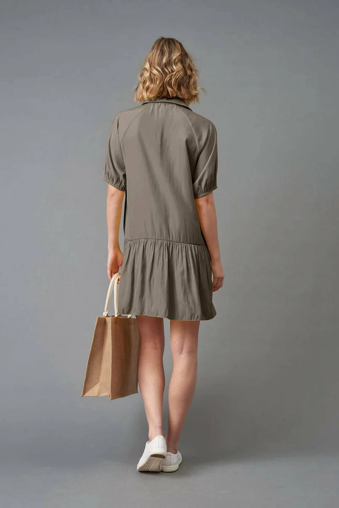Lola & Sophie Short Sleeve Shirt Dress in Olive - women 4 Lola & Sophie Short Sleeve Shirt Dress in Olive - women - Image 2