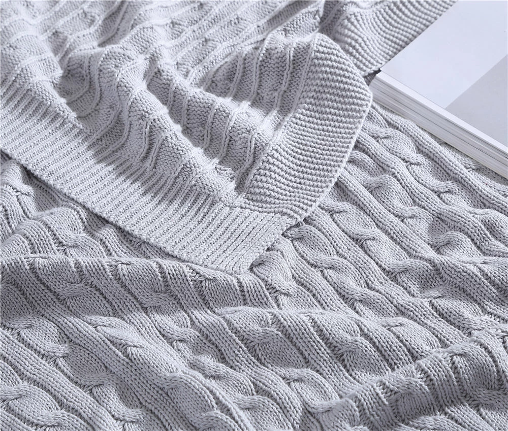 The Nesting Company Oak 100% Cotton Cable Knitted 50" x 70" Throw 5 The Nesting Company Oak 100% Cotton Cable Knitted 50" x 70" Throw - Image 3