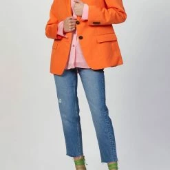 Msgm Single Breasted Jacket in Orange - women
