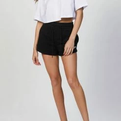 Msgm Logo-Print Track Shorts in Black - women