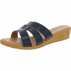 Tuscany By Easy Street Tazia Womens Faux Leather Slide Wedge Sandals