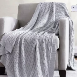 The Nesting Company Oak 100% Cotton Cable Knitted 50" x 70" Throw