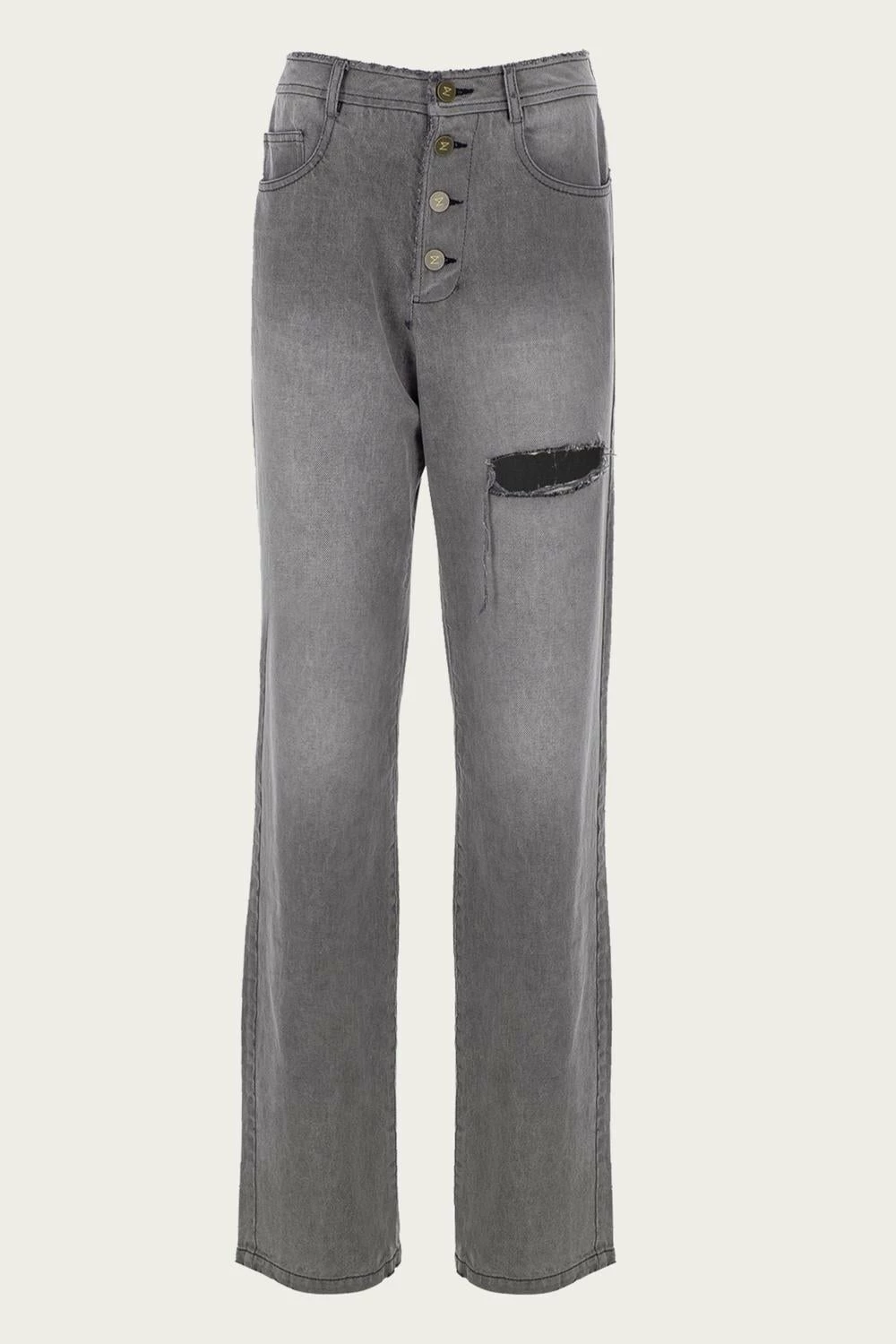 Zeynep Arcay Vintage Cut Denim Pants in Grey - women 4 Zeynep Arcay Vintage Cut Denim Pants in Grey - women - Image 2