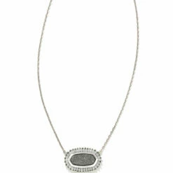 Kendra Scott Baguette Elisa Pendant Necklace - Rhd 080 in Silver - women