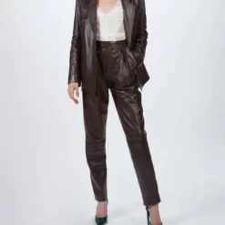 Zeynep Arcay Suit Leather Jacket in Plum - women