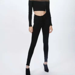 Zeynep Arcay Sheer Crop Knit Top in Black - women