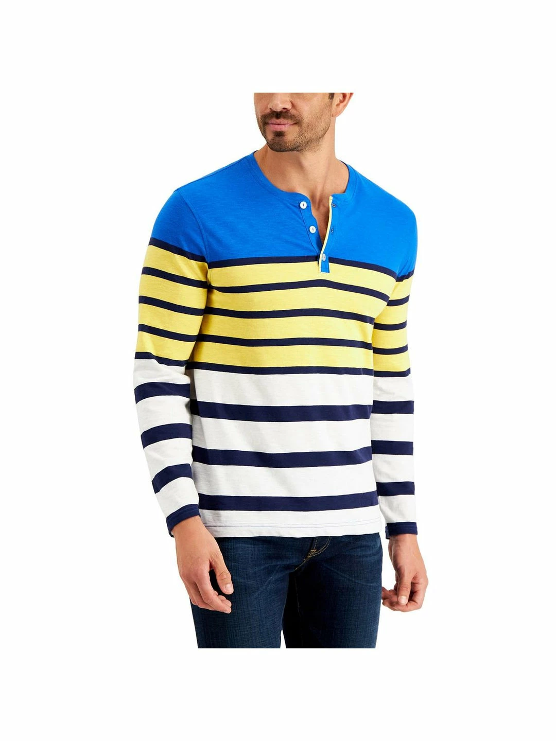 Club Room Mens Striped Cotton Henley Shirt 3 Club Room Mens Striped Cotton Henley Shirt