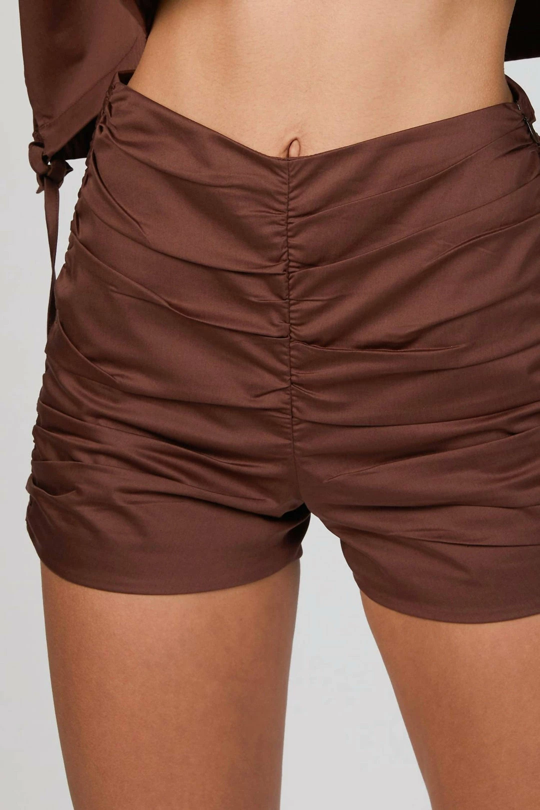 Zeynep Arcay Ruched Mini Shorts in Brown - women 6 Zeynep Arcay Ruched Mini Shorts in Brown - women - Image 4