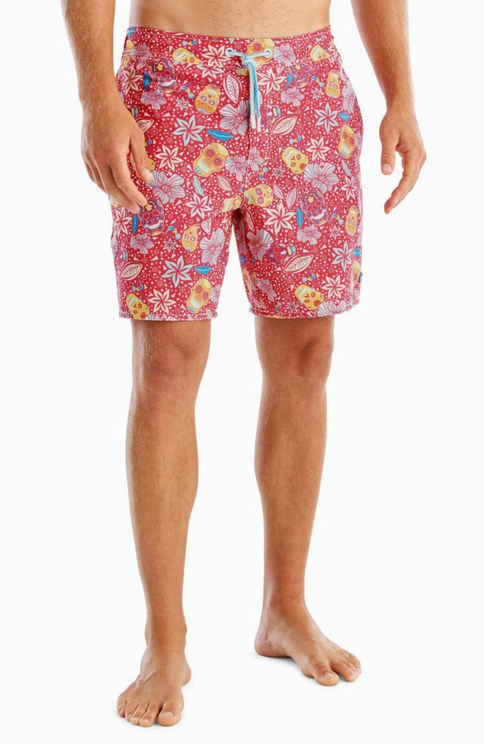 Johnnie-O Men'S Eden Half Elastic 7" Surf Shorts in Malibu Red 3 Johnnie-O Men'S Eden Half Elastic 7" Surf Shorts in Malibu Red