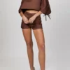 Zeynep Arcay Oversized Crop Top in Brown - women