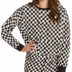 Sundown by Splendid Margo Womens Checkered Cropped Sweatshirt